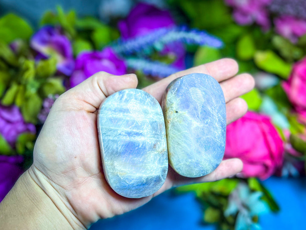 BLUE Moonstone Crystal Palmstones (ONLINE ORDER ONLY)