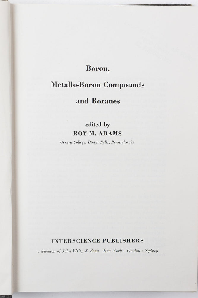 Boron, Metallo-Boron, Compounds and Boranes (ONLINE ORDER ONLY)