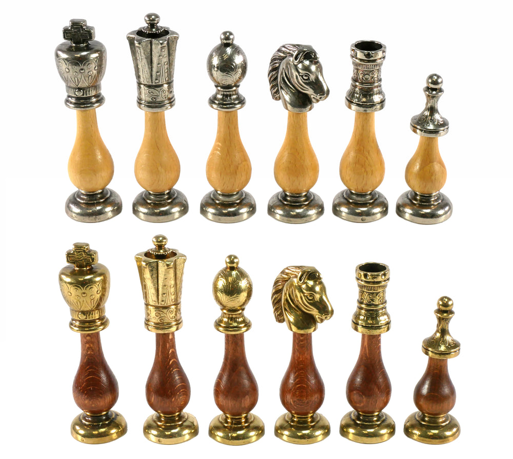 Chess Pieces - Big Staunton Metal and Wood Maple & Golden Rosewood Chess Pieces (ONLINE ORDER ONLY)