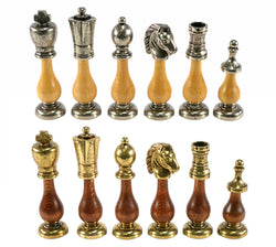 Chess Pieces - Big Staunton Metal and Wood Maple & Golden Rosewood Chess Pieces (ONLINE ORDER ONLY)