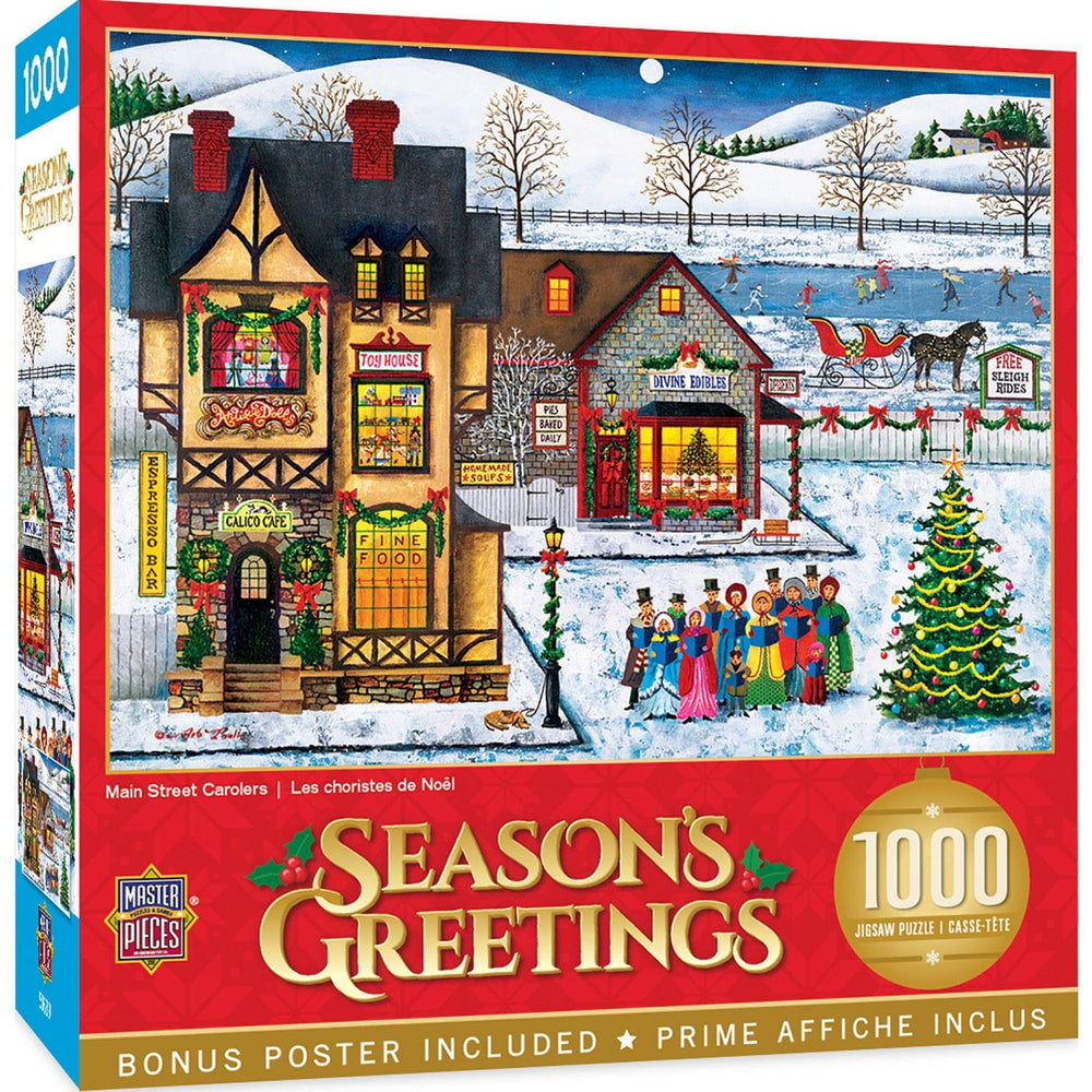 Season's Greetings - Main Street Carolers 1000 Piece Jigsaw Puzzle (ONLINE ORDER ONLY)