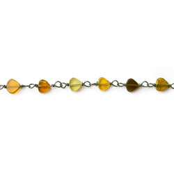 Brown and Green Tourmaline coin Black Gold plated Chain by the foot (ONLINE ORDER ONLY)