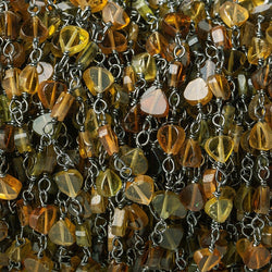 Brown and Green Tourmaline coin Black Gold plated Chain by the foot (ONLINE ORDER ONLY)