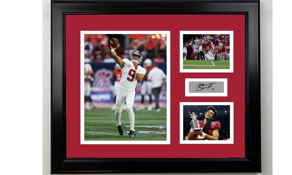 Framed Bryce Young Alabama Crimson Tide Facsimile Laser Engraved Signature Football 14x11 3 Photo Collage (ONLINE ORDER ONLY)
