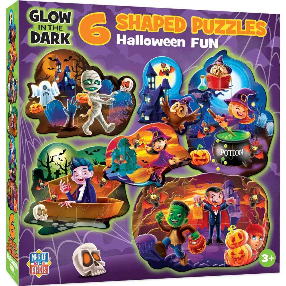 Glow in the Dark - Halloween Fun Mini Shaped Puzzles 6-Pack