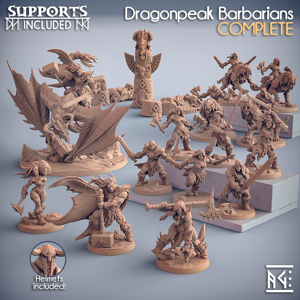 3D Printed Artisan Guild Modular Dragonpeak Barbarians Dragonpeak Barbarians 28mm 32mm (Online Only)