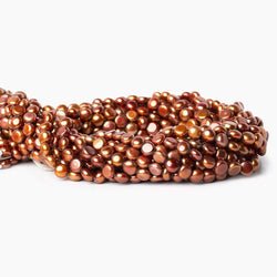 6mm Burnt Orange Button Freshwater Pearl 16 inch 65pcs (ONLINE ORDER ONLY)