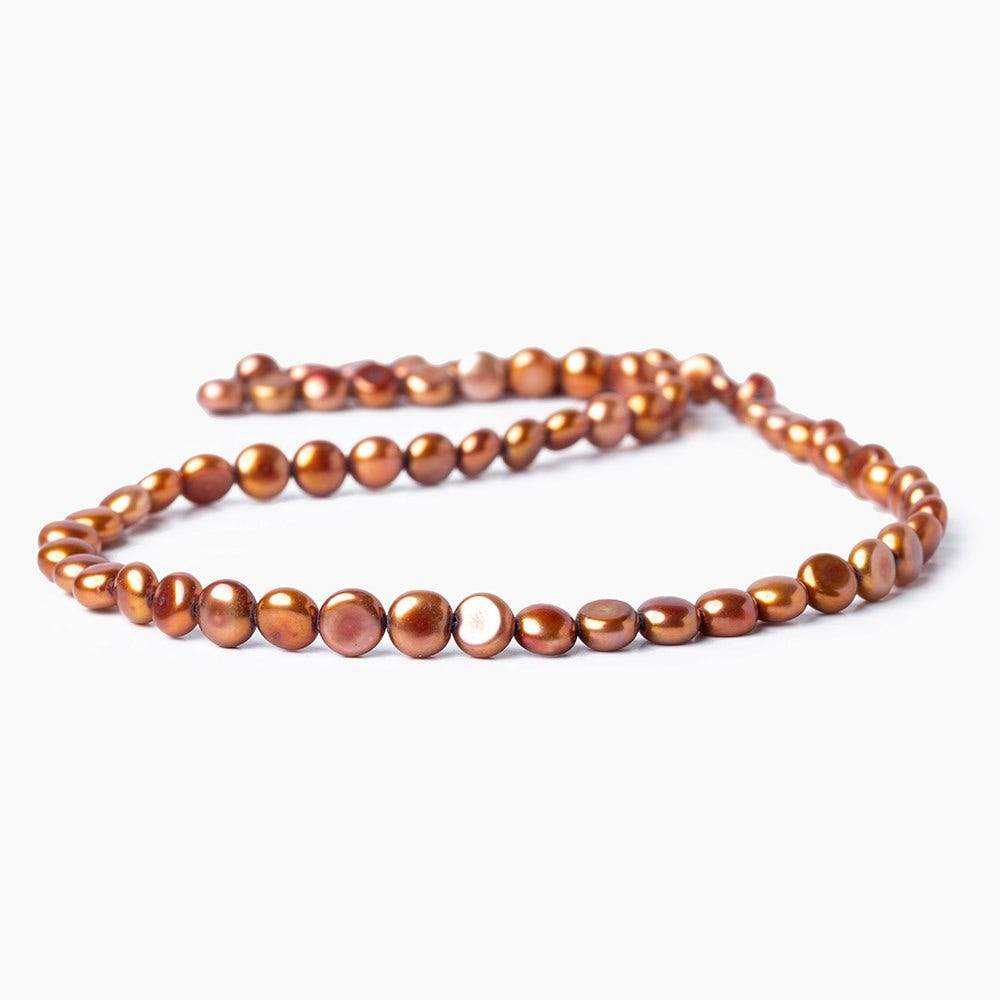 6mm Burnt Orange Button Freshwater Pearl 16 inch 65pcs (ONLINE ORDER ONLY)