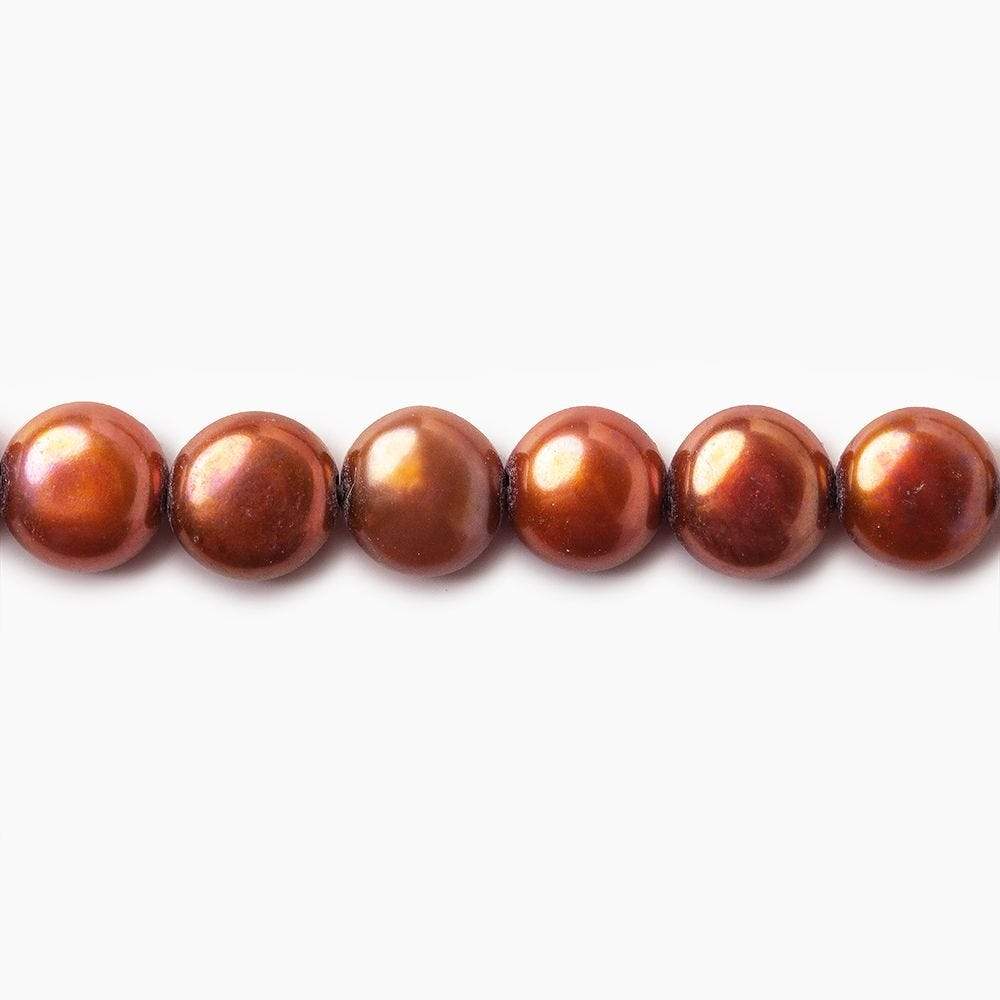 6mm Burnt Orange Button Freshwater Pearl 16 inch 65pcs (ONLINE ORDER ONLY)