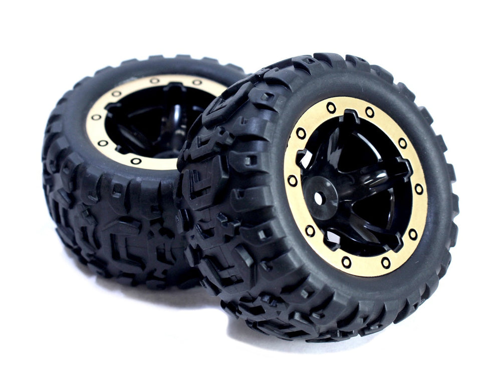 BlackZon Slyder MT Wheels/Tires Assembled (Black / Gold) (ONLINE ORDER ONLY)