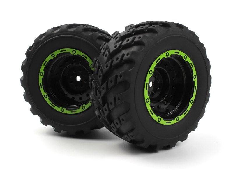BlackZon Smyter MT Wheels/Tires Assembled (Black/Green) (ONLINE ORDER ONLY)