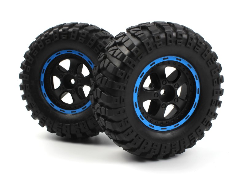 BlackZon Smyter Desert Wheels/Tires Assembled (Black/Blue) (ONLINE ORDER ONLY)