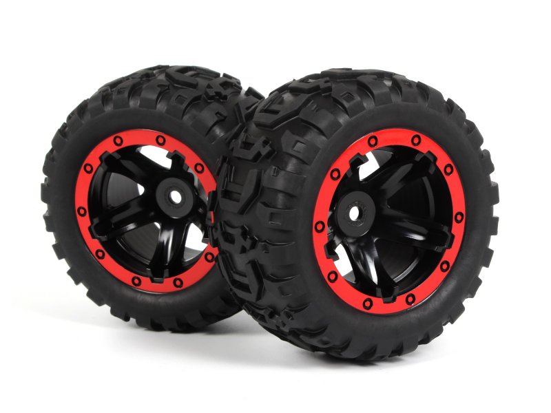 BlackZon Slyder MT Wheels/Tires Assembled (Black/Red) (ONLINE ORDER ONLY)