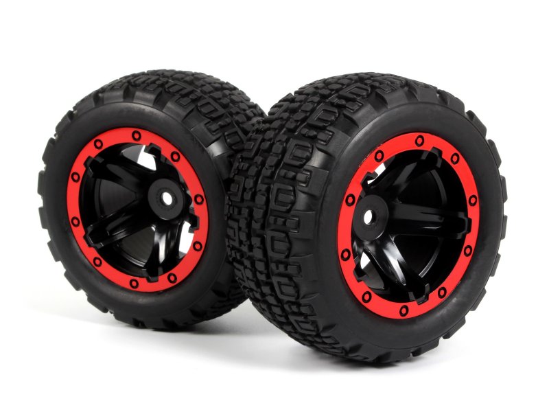 BlackZon Slyder ST Wheels/Tires Assembled (Black/Red) (ONLINE ORDER ONLY)