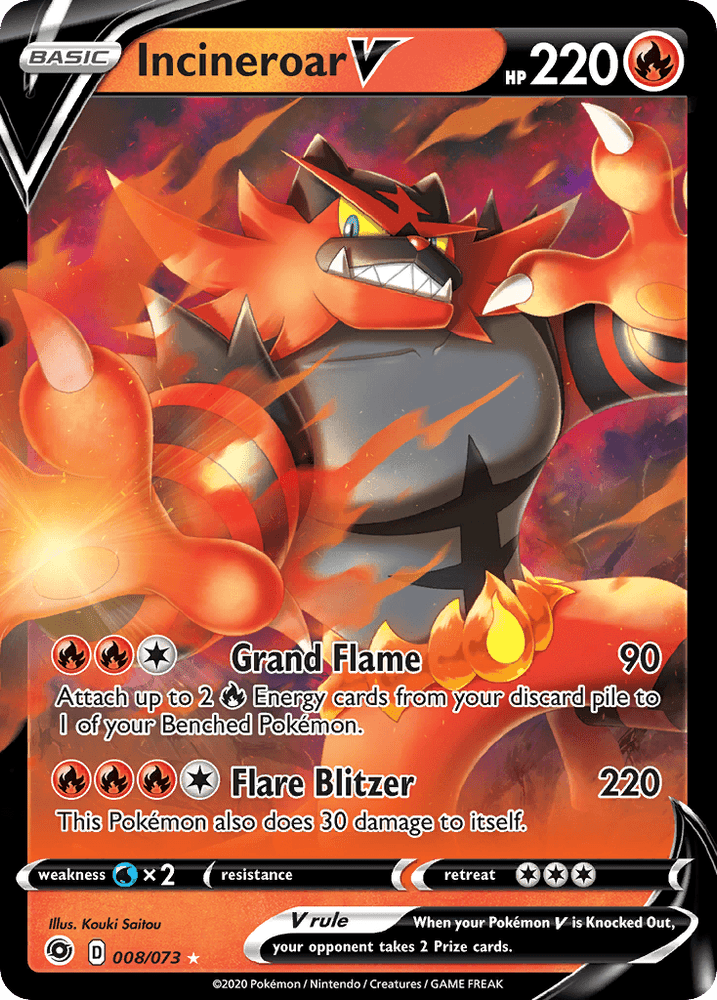 Incineroar V (008/073) [Sword & Shield: Champion's Path] (Online Only)
