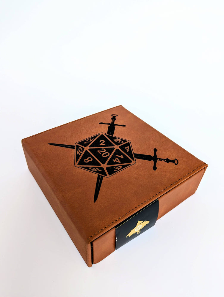 D20 Swords - Vegan Leather Dice Box (ONLINE ORDER ONLY)