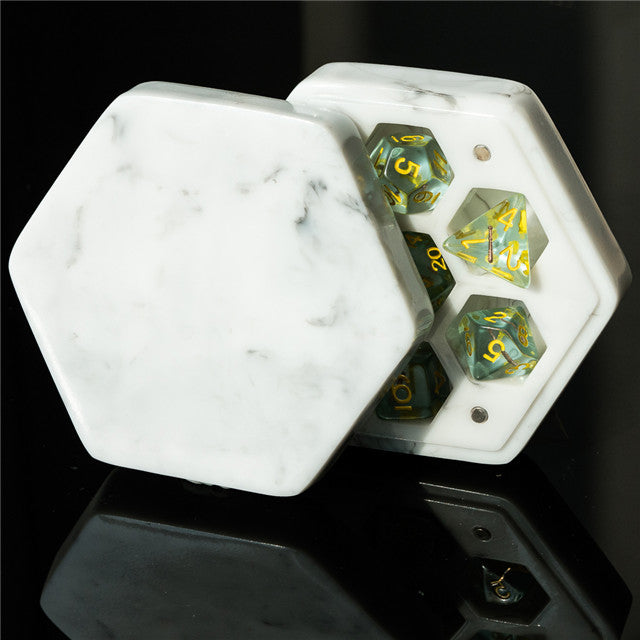 Resin Hexagon Box for Dnd Dice Case (White & Black） (Online Only)