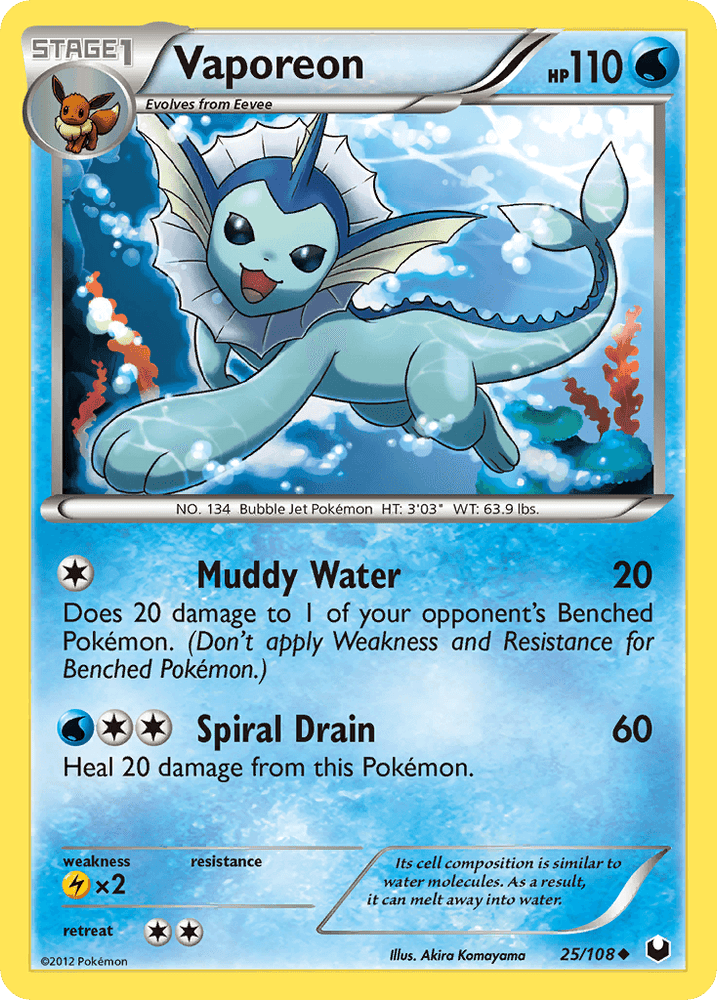 Vaporeon (25/108) [Black & White: Dark Explorers] (Online Only)