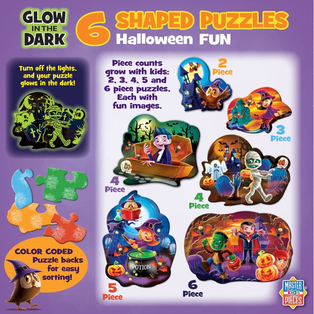 Glow in the Dark - Halloween Fun Mini Shaped Puzzles 6-Pack (ONLINE ORDER ONLY)