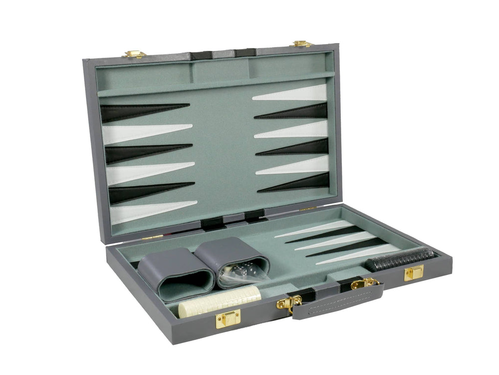 Backgammon- 15" Grey Vinyl Backgammon Set (ONLINE ORDER ONLY)