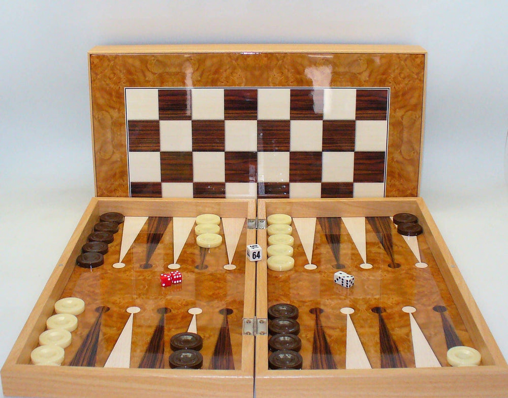Backgammon- Burlwood Decoupage Folding Set (ONLINE ORDER ONLY)
