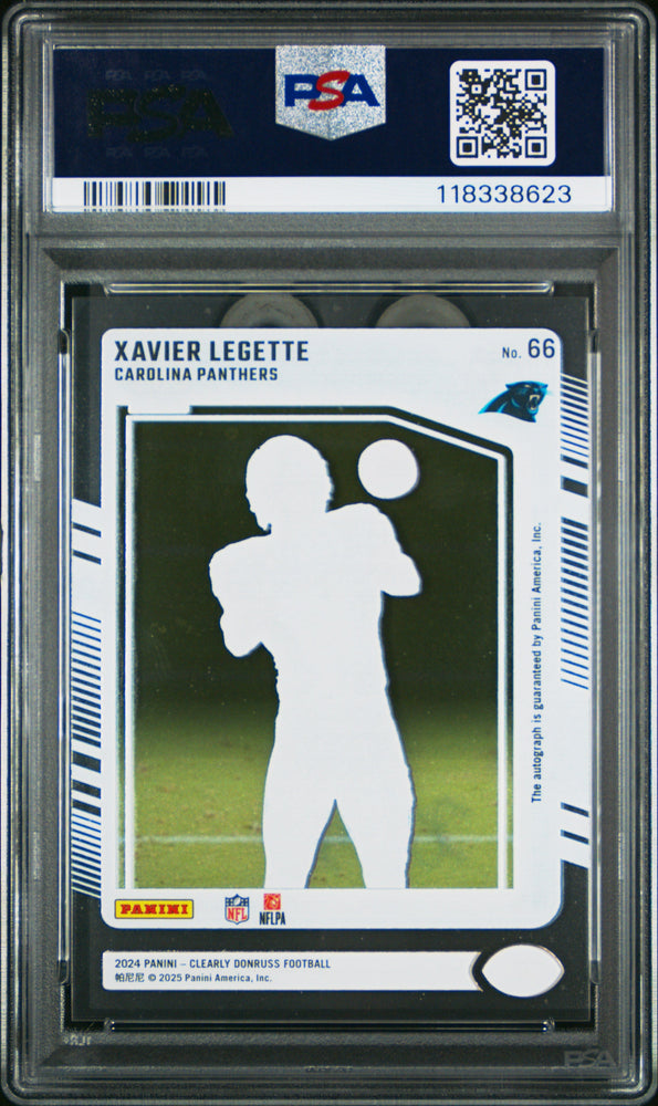 Graded 2024 Panini Clearly Donruss Xavier Legette #66 Autograph  Rookie RC Football Card PSA 10 Gem Mint (ONLINE ORDER ONLY)