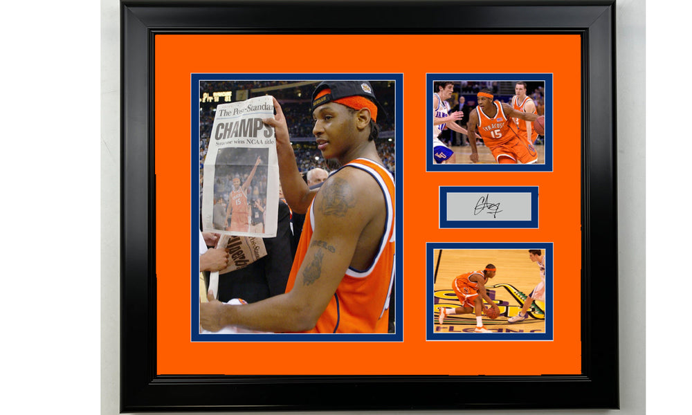 Framed Carmelo Anthony Syracuse Orange Facsimile Laser Engraved Signature NCAA Basketball 14x11 3 Photo Collage (ONLINE ORDER ONLY)