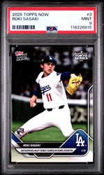 Graded 2025 Topps Now Roki Sasaki #3 Rookie RC Baseball Card PSA 9 Mint (ONLINE ORDER ONLY)