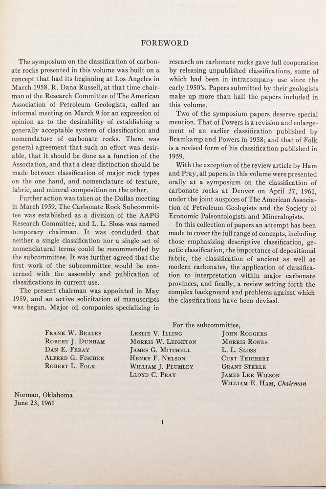 Classification of Carbonate Rocks; a Symposium (ONLINE ORDER ONLY)