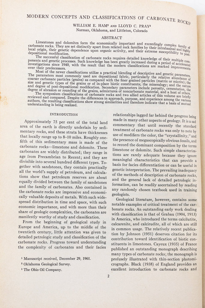 Classification of Carbonate Rocks; a Symposium (ONLINE ORDER ONLY)