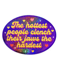 Holographic Glitter Sticker- Hottest Clench Jaws Retro Oval Sticker (ONLINE ORDER ONLY)
