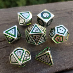 Cleric's Domain Green And Silver Metal Dice Set (ONLINE ORDER ONLY)