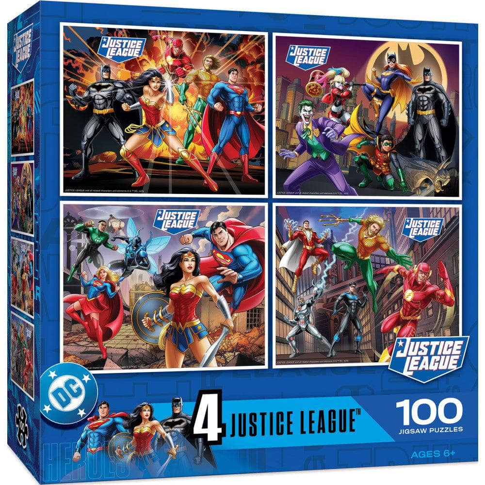 Justice League 4-Pack 100 Piece Jigsaw Puzzles (ONLINE ORDER ONLY)