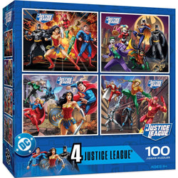 Justice League 4-Pack 100 Piece Jigsaw Puzzles (ONLINE ORDER ONLY)