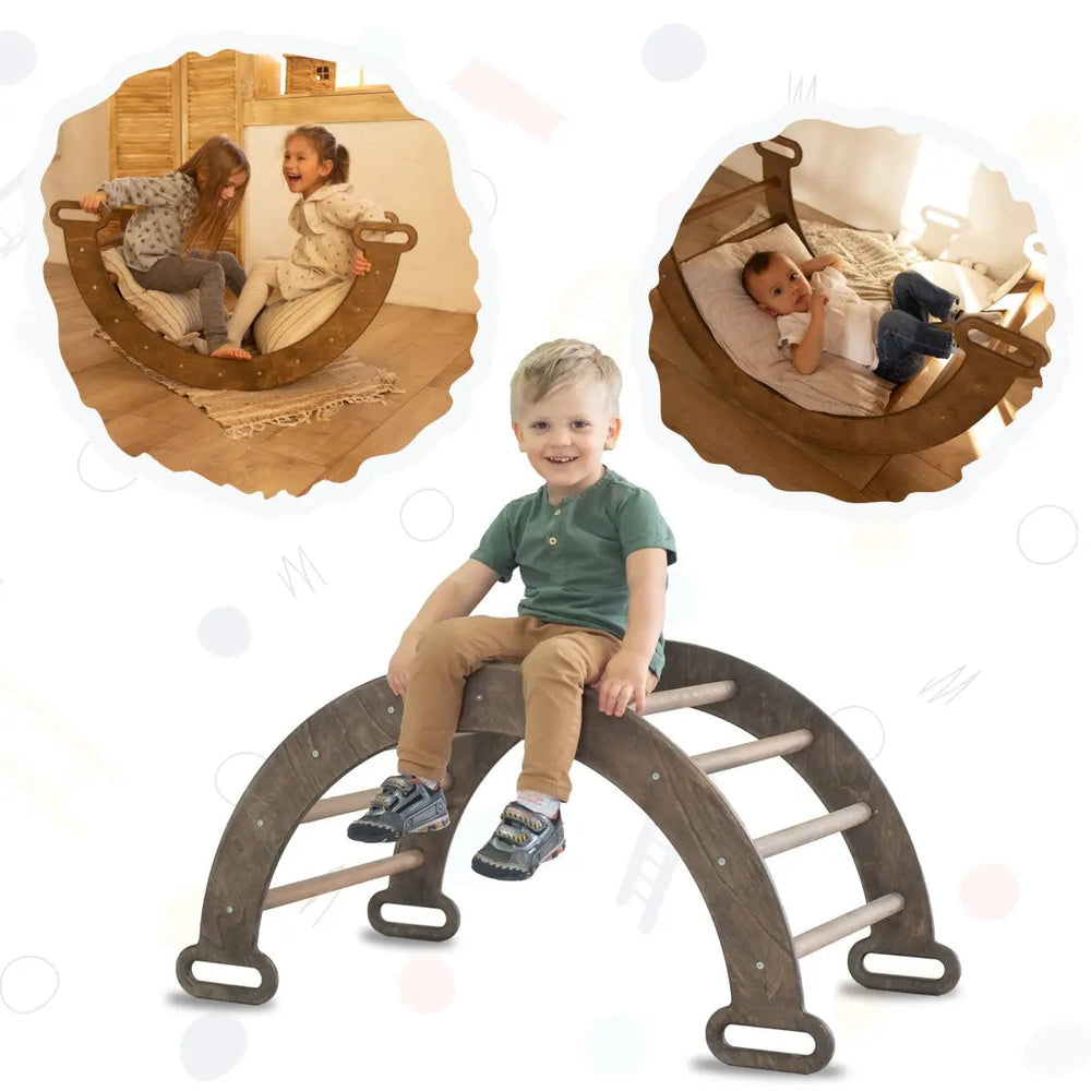 Climbing Arch & Rocker Balance - Montessori Climbers for Kids 1-7 y.o. – Chocolate (ONLINE ORDER ONLY)