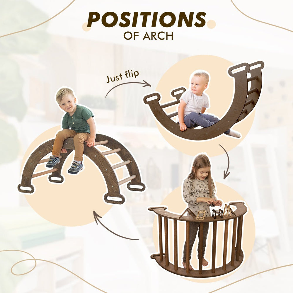 Climbing Arch & Rocker Balance - Montessori Climbers for Kids 1-7 y.o. – Chocolate (ONLINE ORDER ONLY)