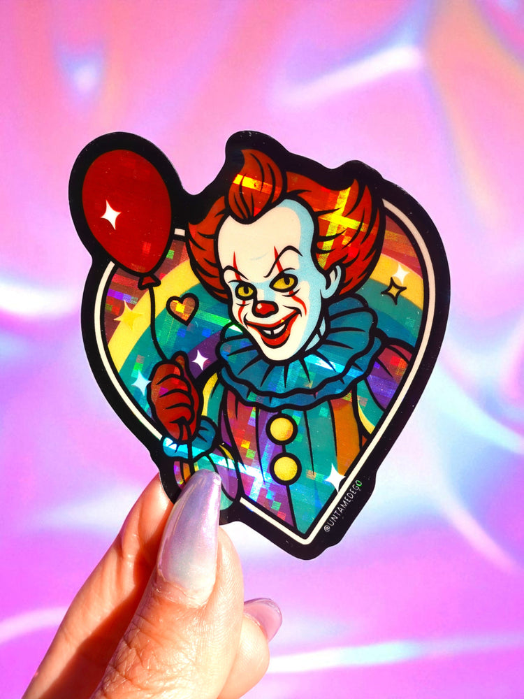 Killer Clown Rainbow Heart Vinyl Sticker (ONLINE ORDER ONLY)