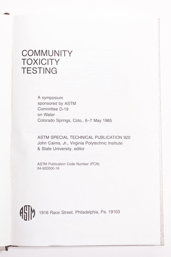 Community Toxicity Testing (ONLINE ORDER ONLY)