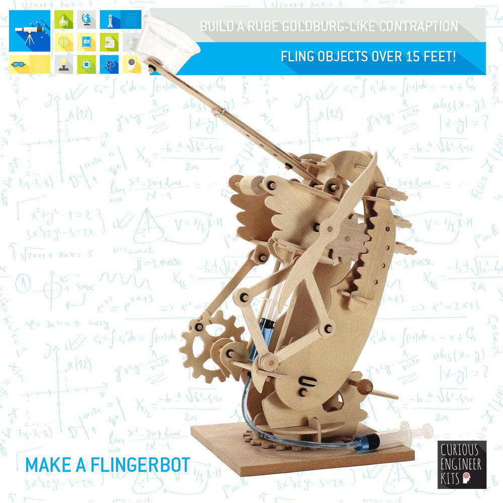 Make a Flinger Bot Kit | Facts & easy instructions included | Curious Engineer Kit (ONLINE ORDER ONLY)