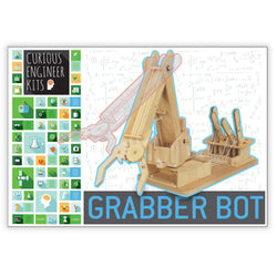 Make a Grabber Bot Kit | 3d wooden model | Facts & easy instructions included | Curious Engineer Kit (ONLINE ORDER ONLY)