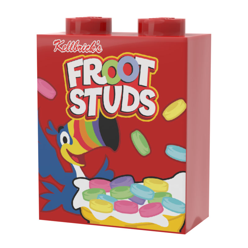 Froot Studs Cereal - Custom Printed 1x2x2 Brick made using LEGO part (Online Order Only)