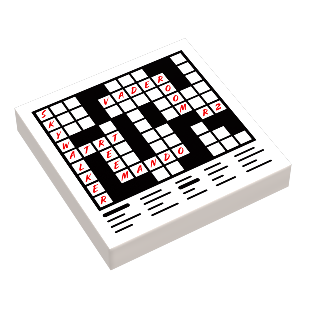 Crossword Puzzle (2x2 Tile) for minifigs made using LEGO parts - B3 Customs (Online Order Only)