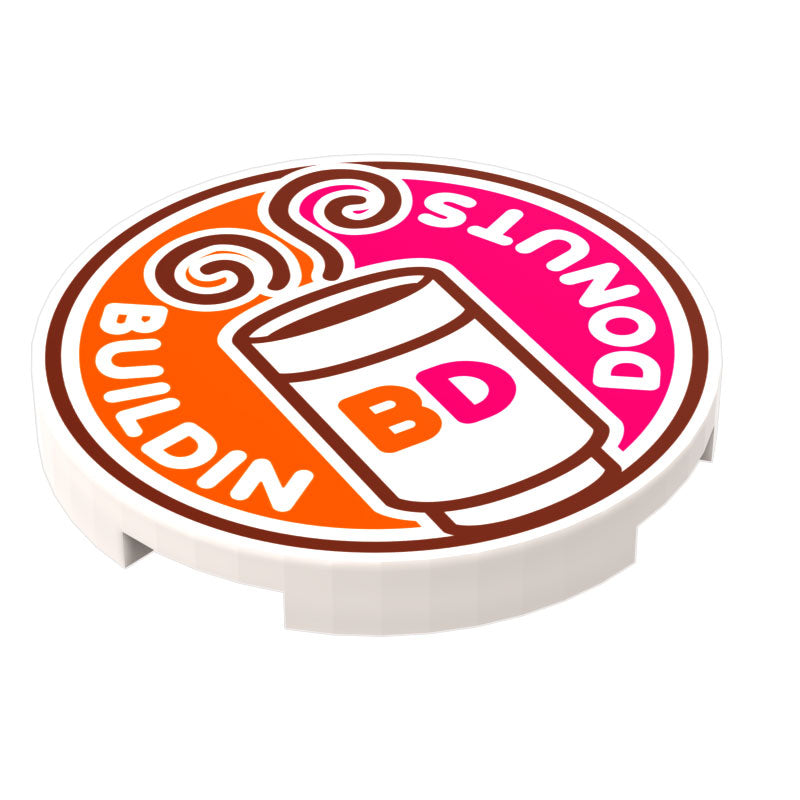 Buildin' Donuts Coffee Sign (3x3 Round Tile) (ONLINE ORDER ONLY)