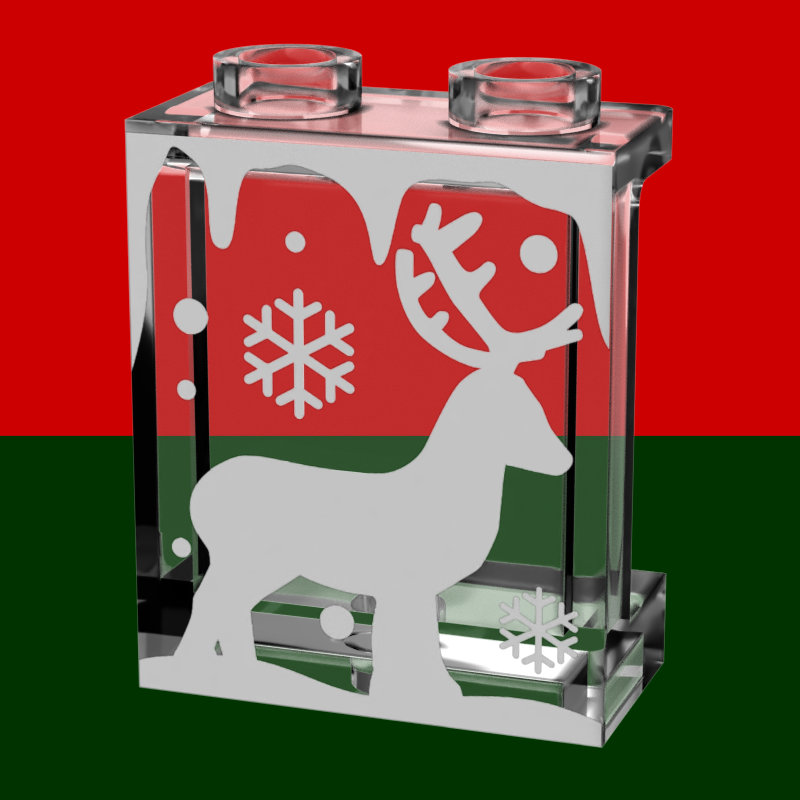 Winter Village Window with Reindeer made 1x2x2 Panel - B3 Customs