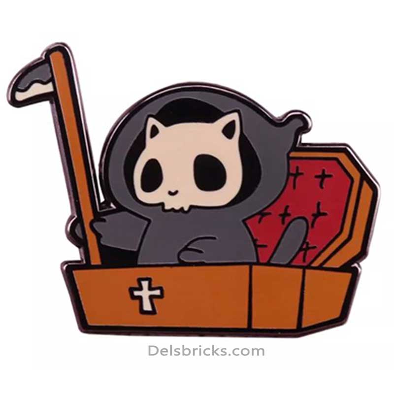 Cute Grim reaper Kitty Cat Enamel Pins Near Me (ONLINE ORDER ONLY)