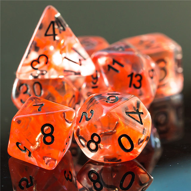 Rogue (Dagger) Clear Red Dice w/ Golden Dagger 7-Dice Set Rpg (Online Only)
