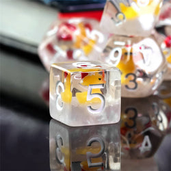 Yellow Duck Red Hat 7-Dice Set w/White Numbers Dnd Dice Set (Online Only)