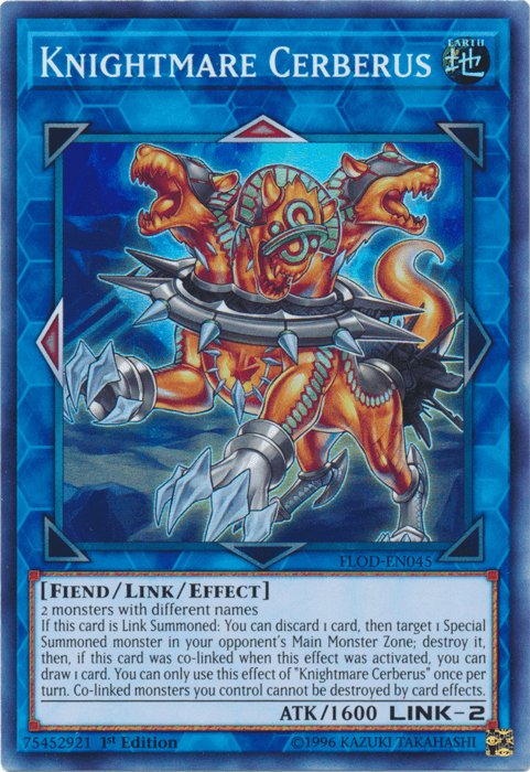 Knightmare Cerberus [FLOD-EN045] Super Rare (ONLINE ORDER ONLY)