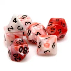 Shell White/Red 7-Dice Set w/Black Numbers Dnd Dice Set (Online Only)