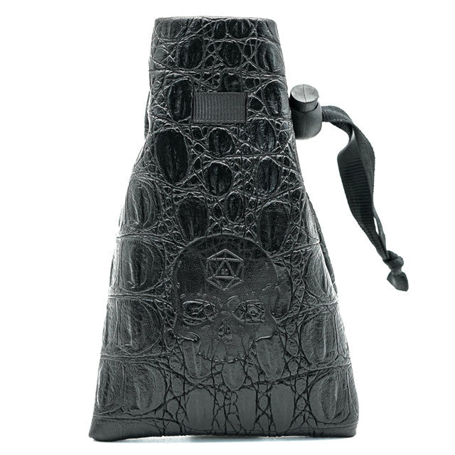 Leather Dice Bag with Skull sporting d20 Tattoo (Online Only)